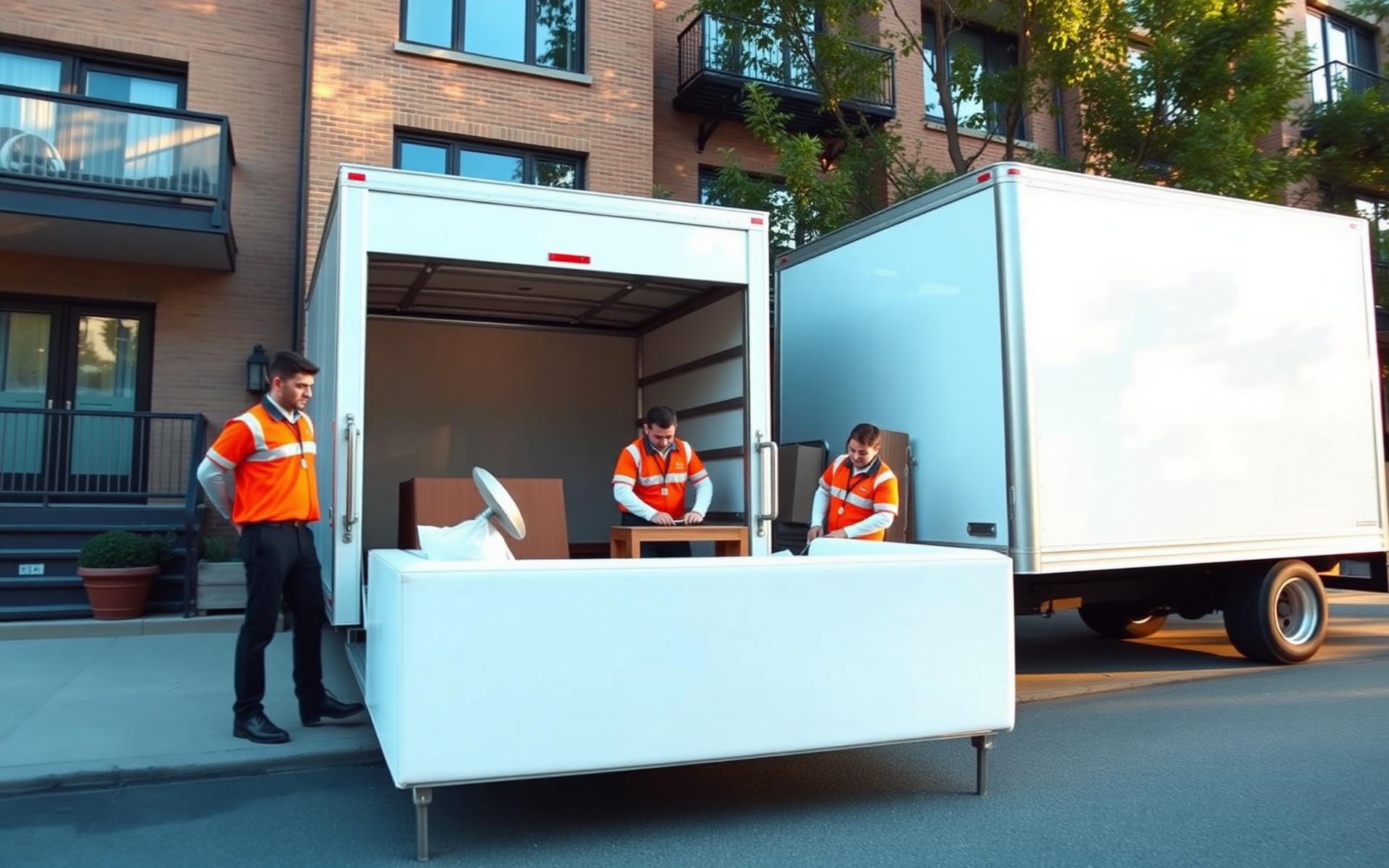 Équipe de déménageurs professionnels PONCE chargeant un camion
